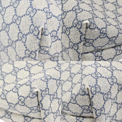 Gucci Plus Tote GG Coated Canvas with Leather, NAVY, CANVAS, Tote bag