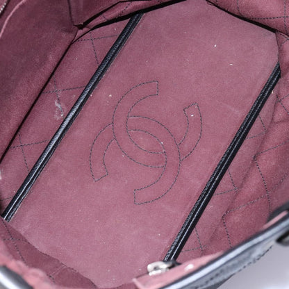 Chanel Fever Tote Quilted Caviar, BLACK, LEATHER, Tote bag