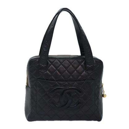 Chanel Coco Mark Black cakfskin, BLACK, LEATHER, Handbag