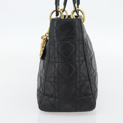 Christian Dior Lady Dior Bag Leather, Black, Leather, Handbag