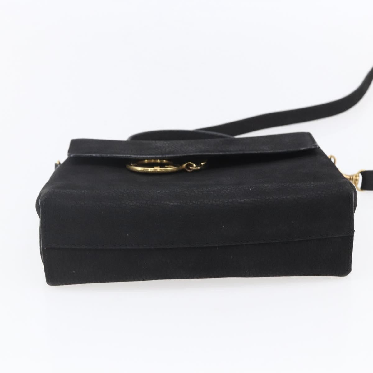 Celine Circle Logo Shoulder Bag Leather, BLACK, LEATHER, Shoulder bag
