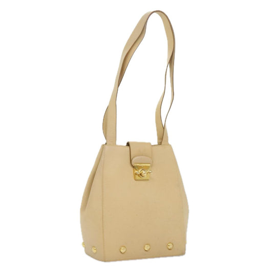 Salvatore Ferragamo Vintage Shoulder Bag Leather, BEIGE, LEATHER, Shoulder bag