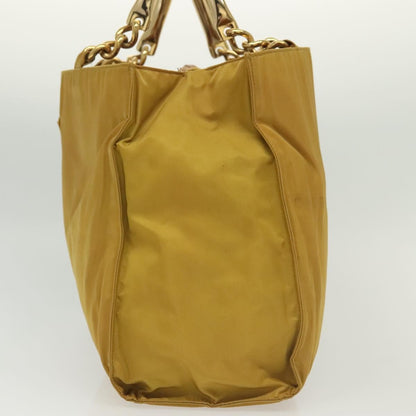 Prada Metal Handles Tote Tessuto, YELLOW, NYLON, Tote bag
