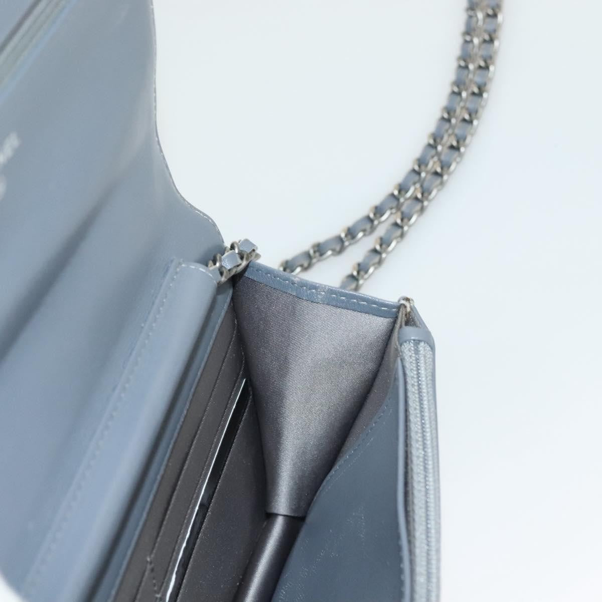 Chanel Wallet on Chain Camellia Patent, GRAY, PATENT_LEATHER, Shoulder bag