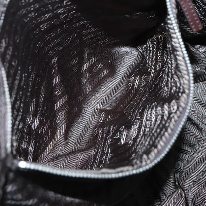 Prada Bauletto Bag Canvas with Leather, BEIGE, CANVAS, Handbag