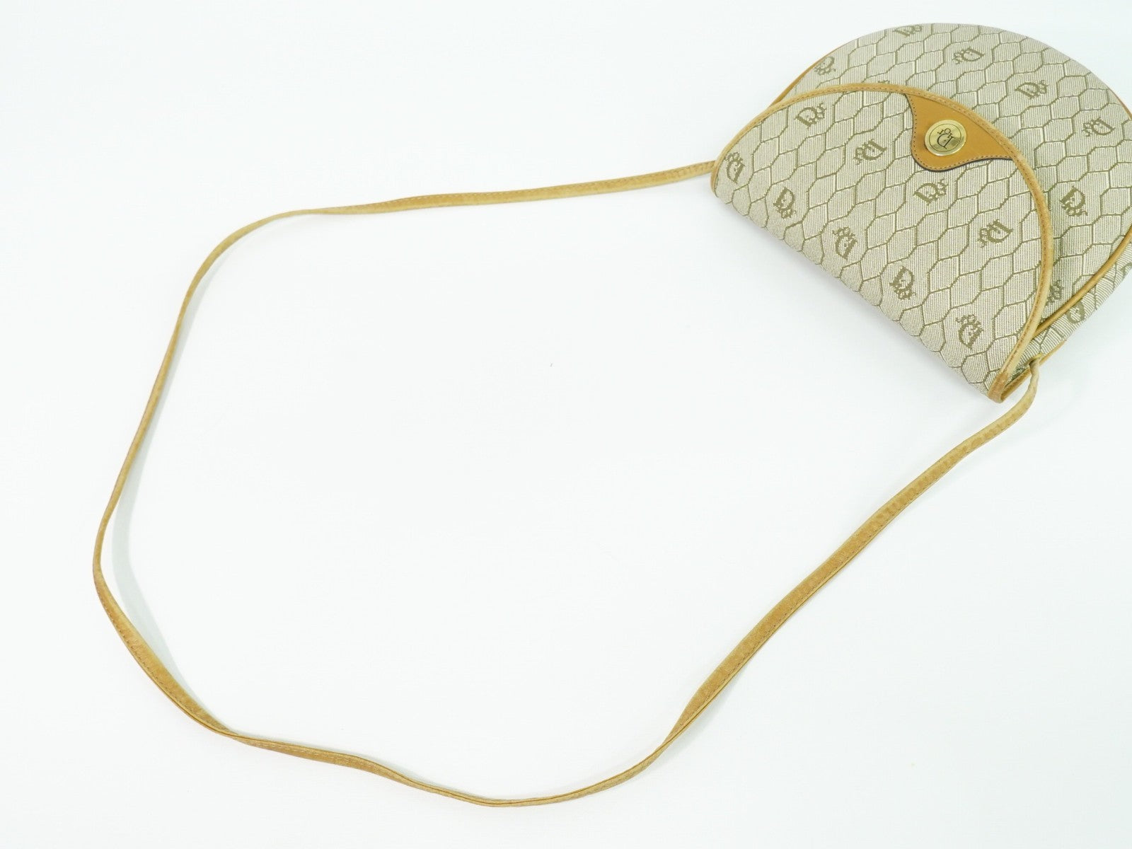 Christian Dior Vintage Honeycomb Shoulder Bag Canvas, BEIGE, CANVAS, Shoulder bag