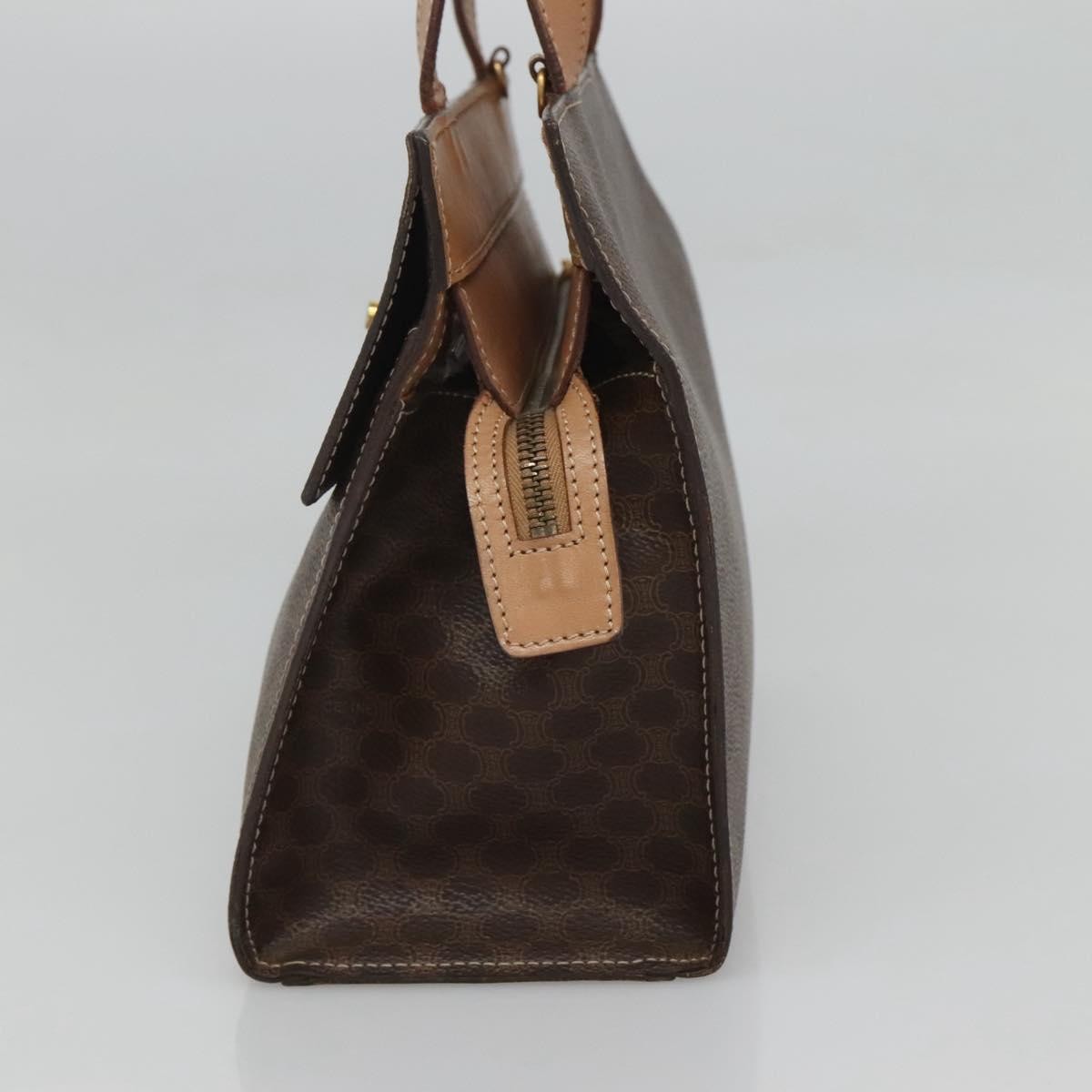 Celine Vintage Macadam Handbag Canvas and Leather, BROWN, CANVAS, Handbag