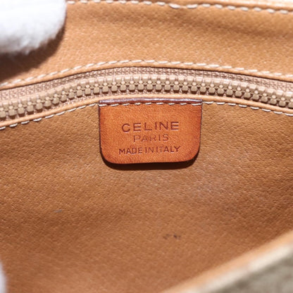 Celine Vintage Macadam Circle Logo Shoulder Bag Canvas and Leather, BEIGE, CANVAS, Shoulder bag