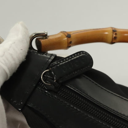 Gucci Vintage Bamboo Shoulder Bag Nylon, BLACK, NYLON, Shoulder bag