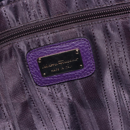 Salvatore Ferragamo Gancini Tote Leather, PURPLE, LEATHER, Tote bag