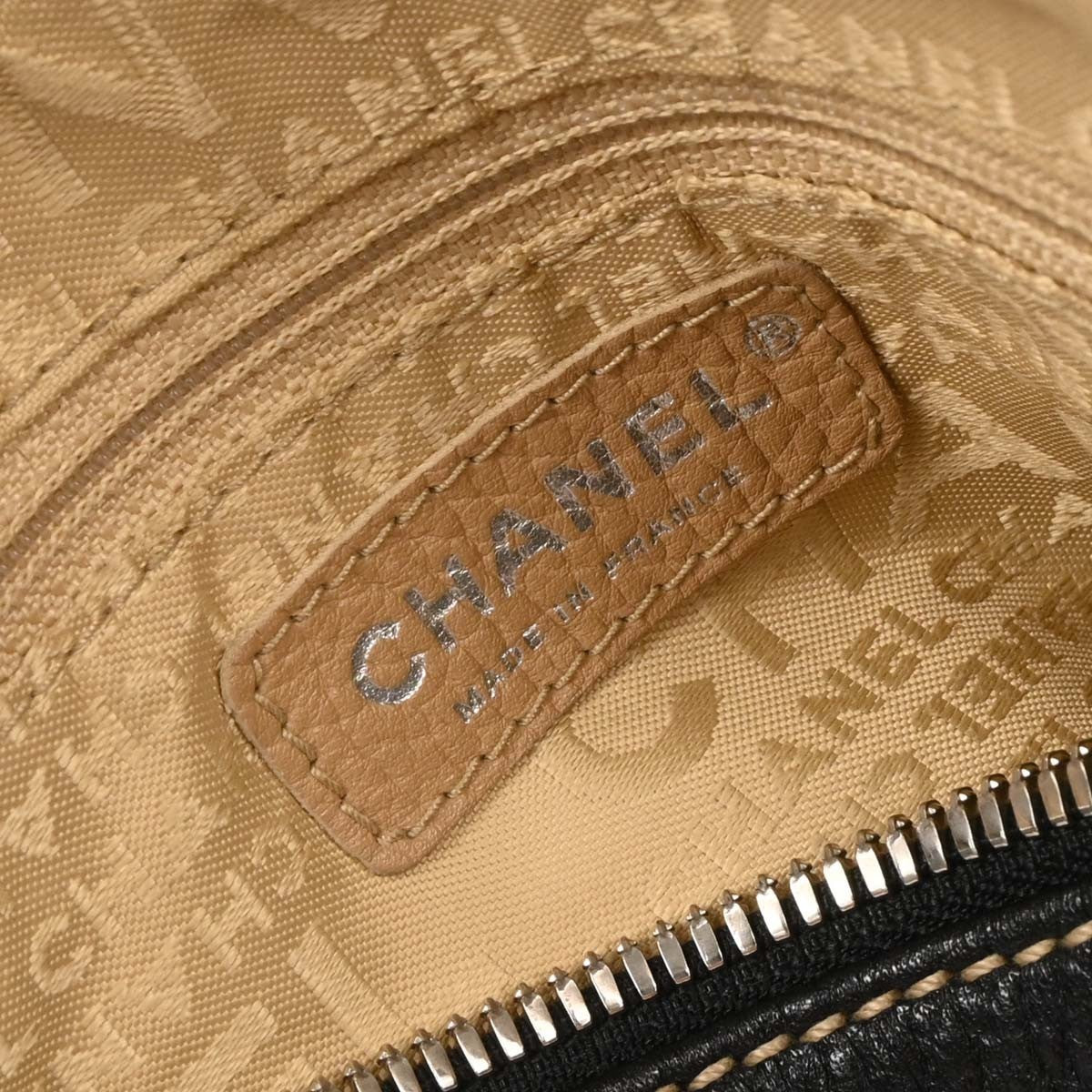 Chanel Lax Front Zip Bag Pebbled Leather, BLACK, LEATHER, Shoulder bag