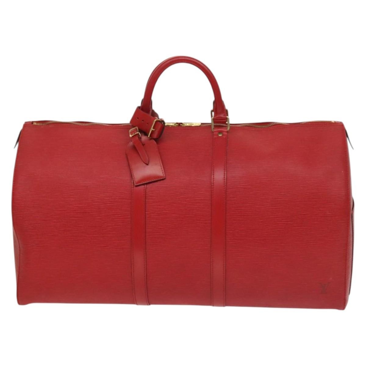 Louis Vuitton Keepall Bag Epi Leather, RED, LEATHER, Travel bag