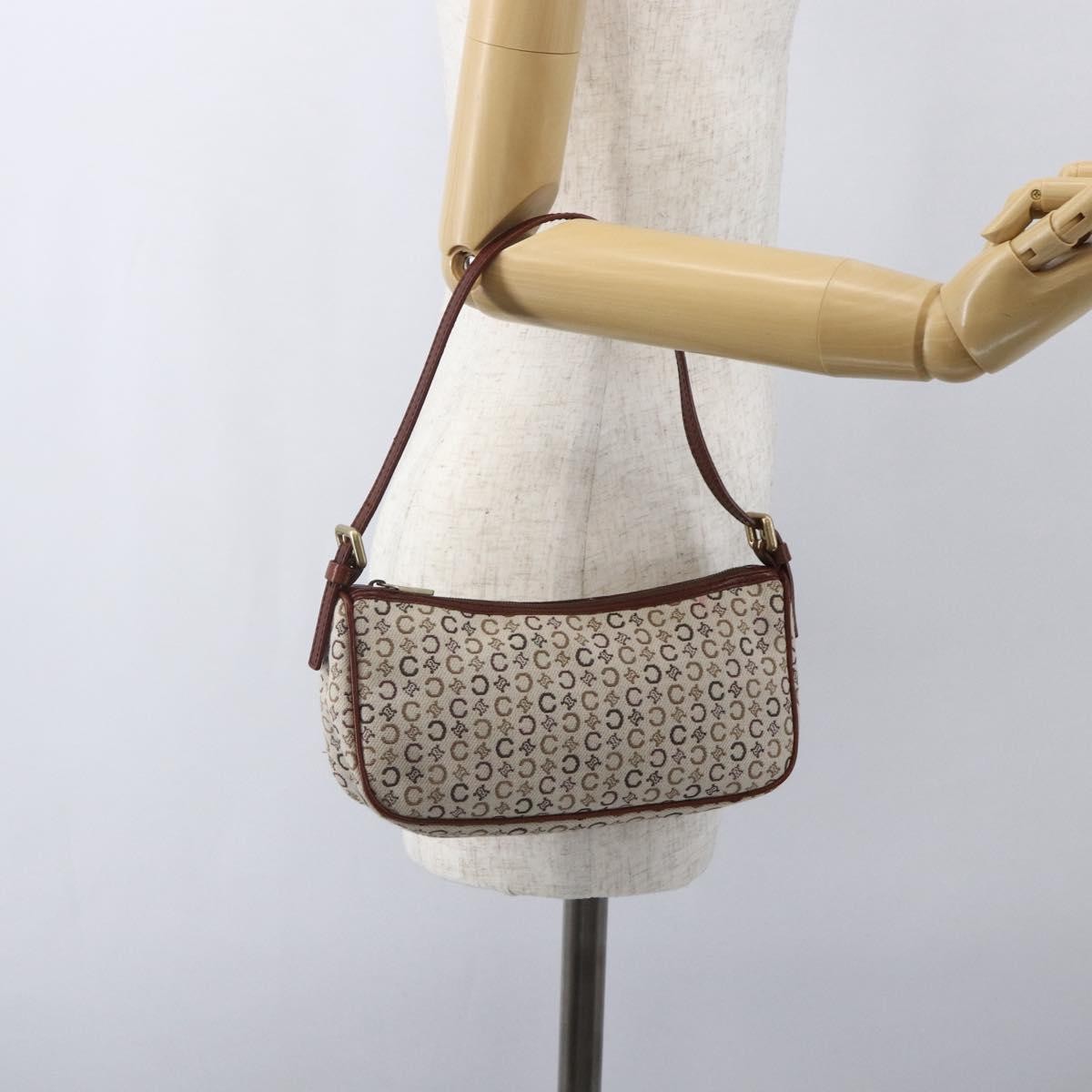 Celine C Macadam Pouch Canvas, BEIGE, CANVAS, Clutche & pouche