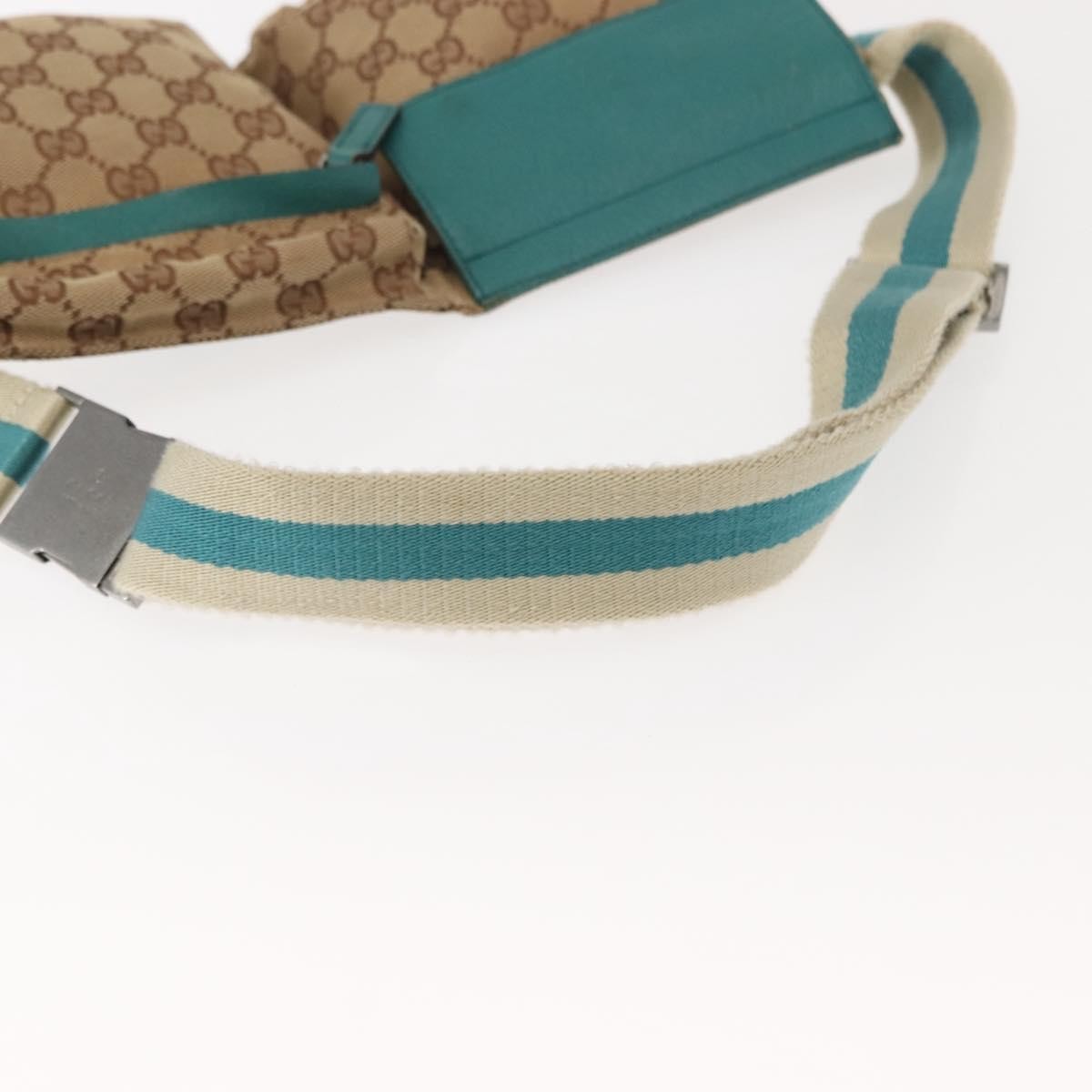 Gucci Vintage Double Belt Bag GG Canvas with Leather, BEIGE, CANVAS, Shoulder bag