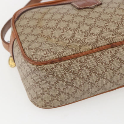 Celine Vintage Macadam Shoulder Bag Canvas and Leather, BEIGE, CANVAS, Shoulder bag