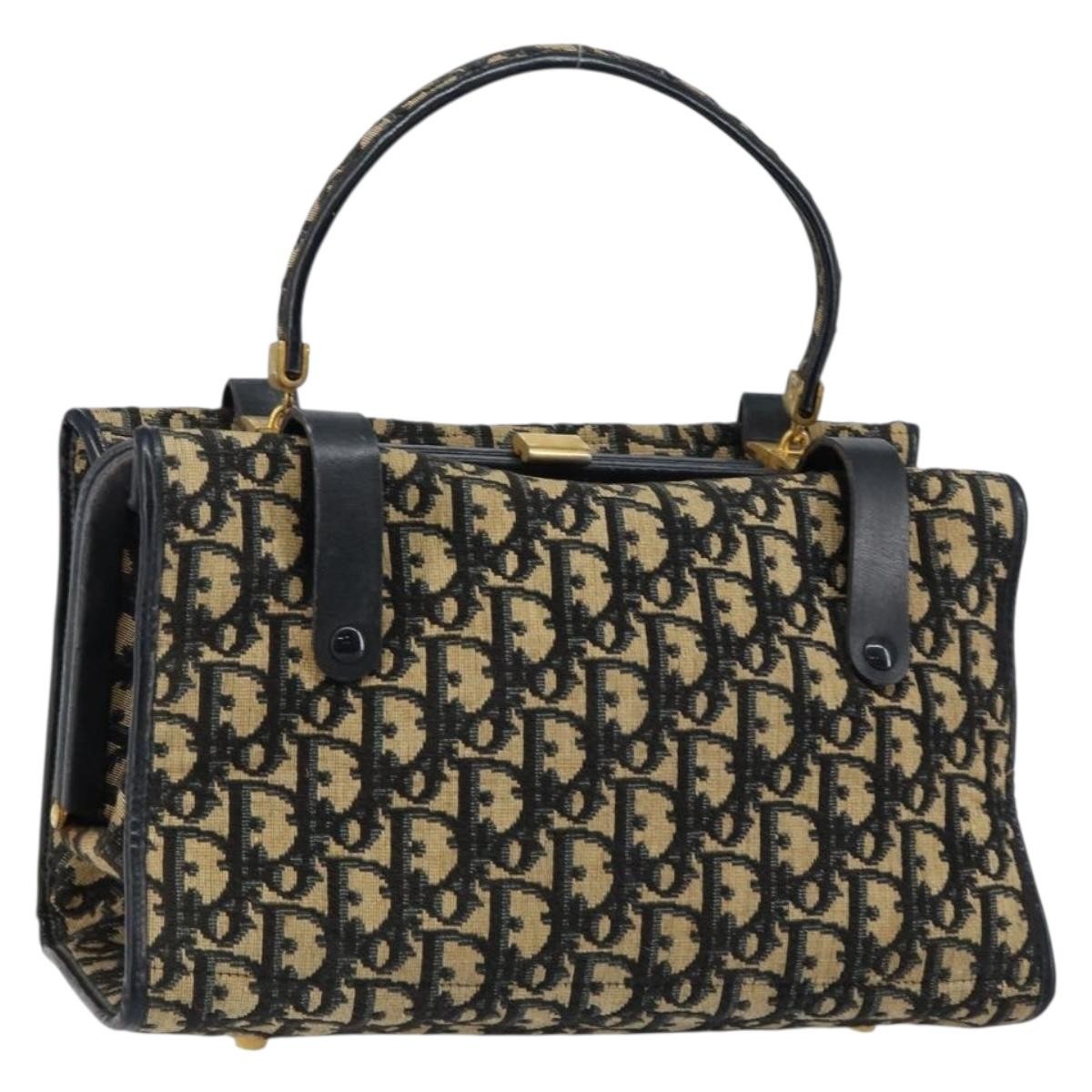 Christian Dior Vintage Trotter Handbag Canvas, NAVY, CANVAS, Handbag