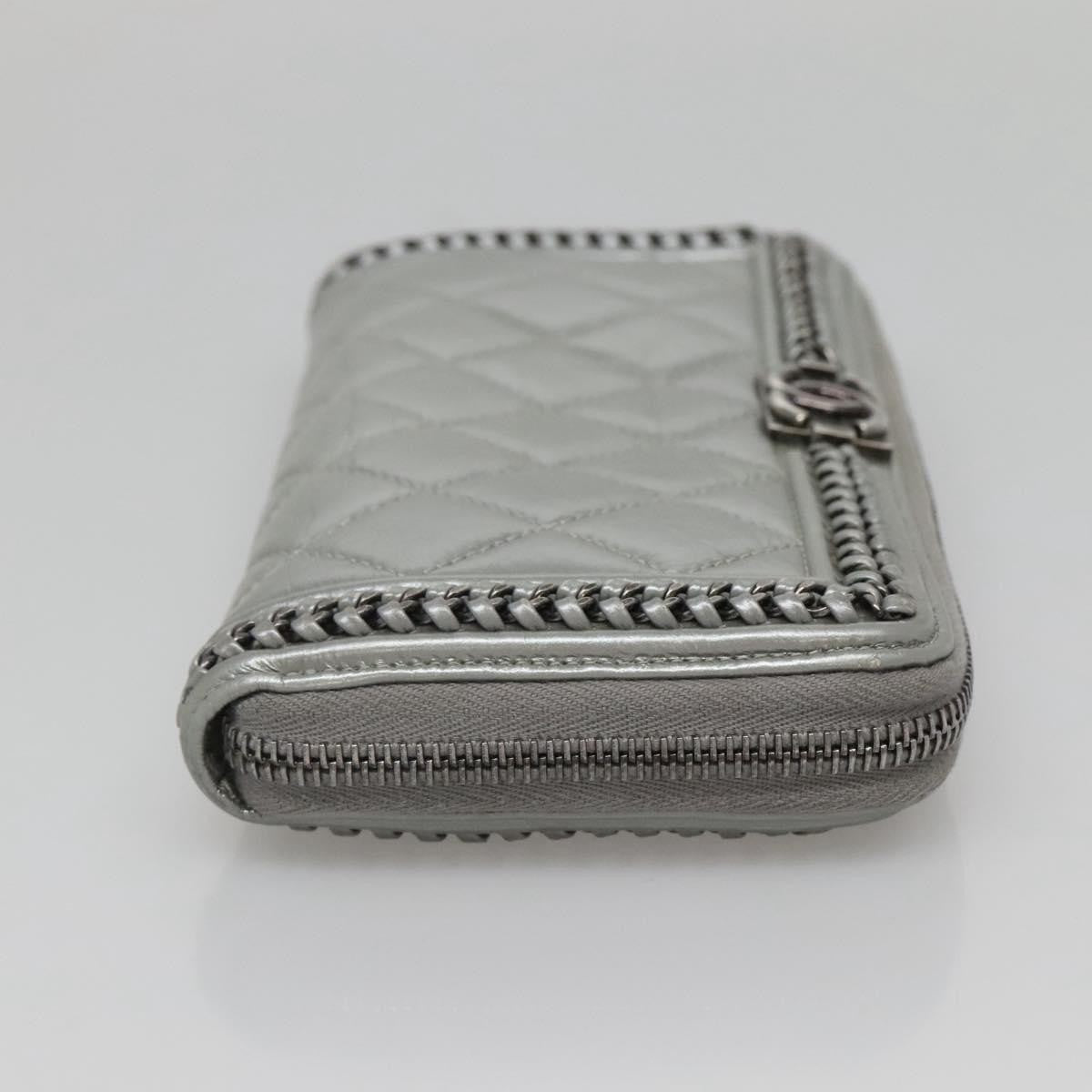 Chanel Boy Zip Jacket Wallet Quilted Calfskin, SILVER, LEATHER, Wallets