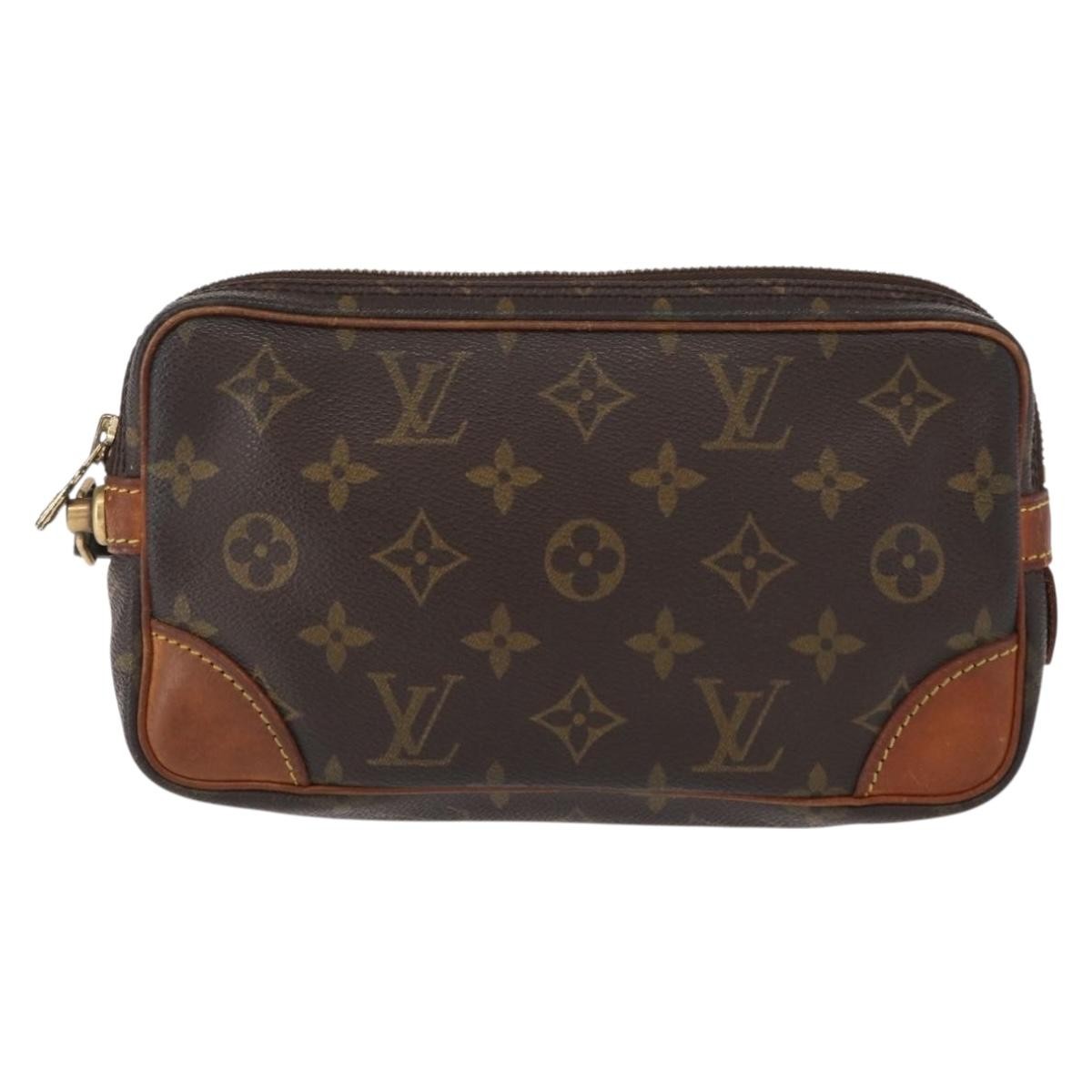 Louis Vuitton Marly Dragonne Clutch Monogram Canvas, BROWN, CANVAS, Clutche & pouche