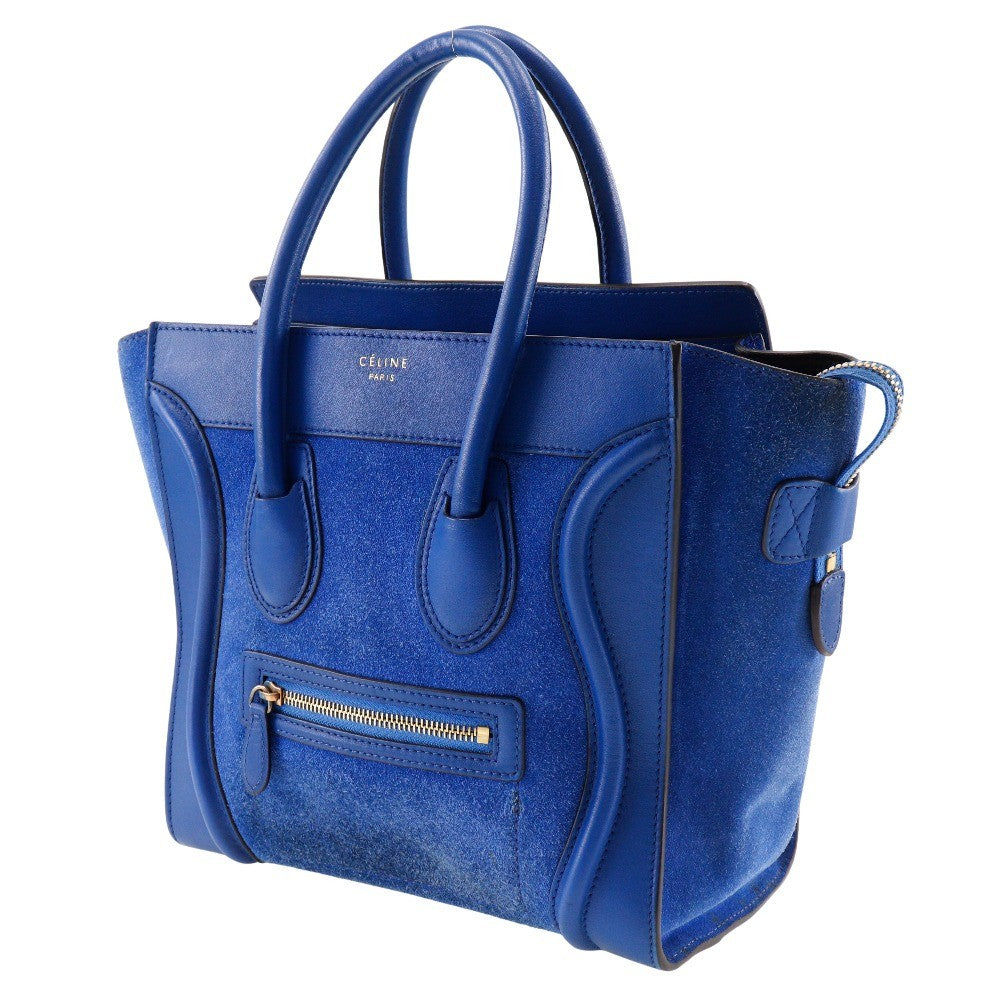Celine Luggage Bag Suede, BLUE, SUEDE, Handbag