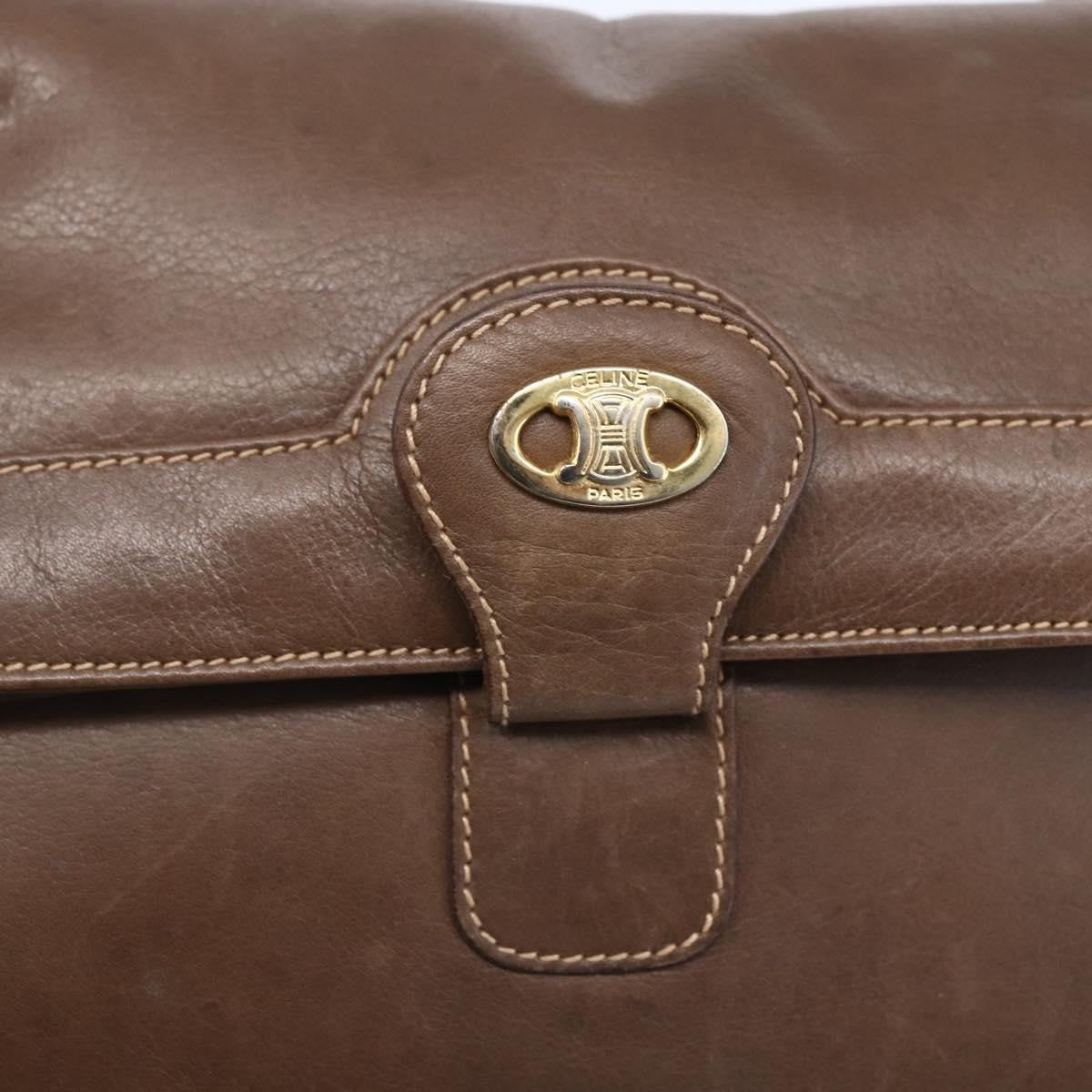 Celine Vintage Shoulder Bag Leather, BROWN, LEATHER, Shoulder bag
