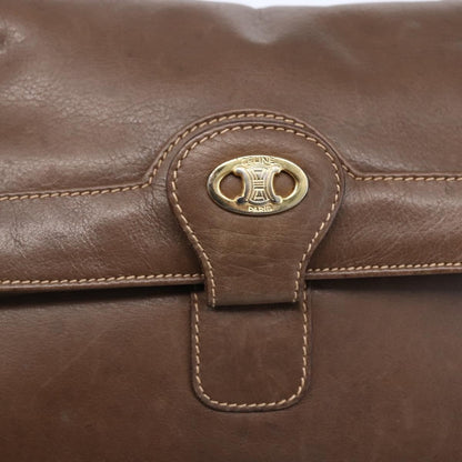 Celine Vintage Shoulder Bag Leather, BROWN, LEATHER, Shoulder bag