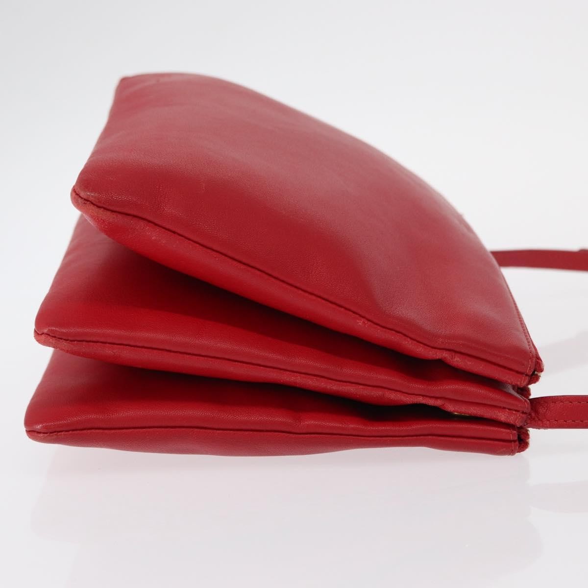Celine Trio Crossbody Bag Leather, RED, LEATHER, Shoulder bag