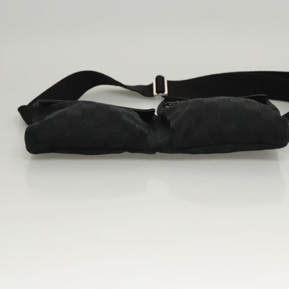 Gucci Vintage Double Belt Bag GG Canvas with Leather, BLACK, CANVAS, Shoulder bag