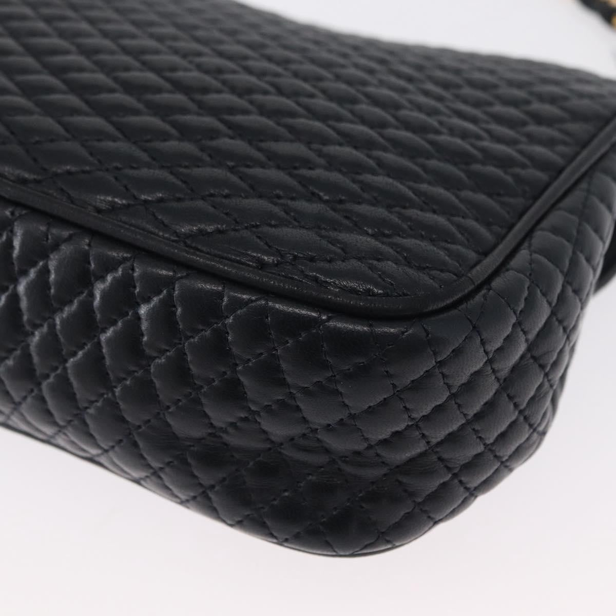 Bally Vintage Chain Shoulder Bag Quilted Leather, NAVY, LEATHER, Shoulder bag