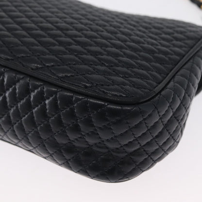 Bally Vintage Chain Shoulder Bag Quilted Leather, NAVY, LEATHER, Shoulder bag