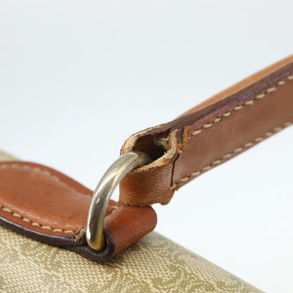 Celine Vintage Macadam Handbag Canvas and Leather, BEIGE, CANVAS, Handbag