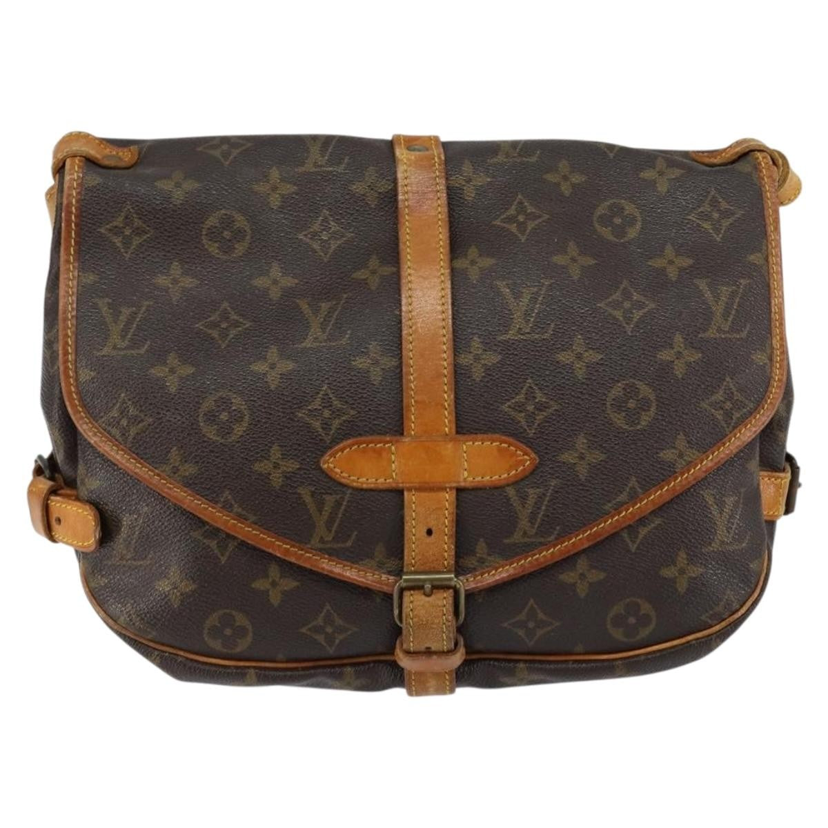 Louis Vuitton Saumur Handbag Monogram Canvas, BROWN, CANVAS, Shoulder bag