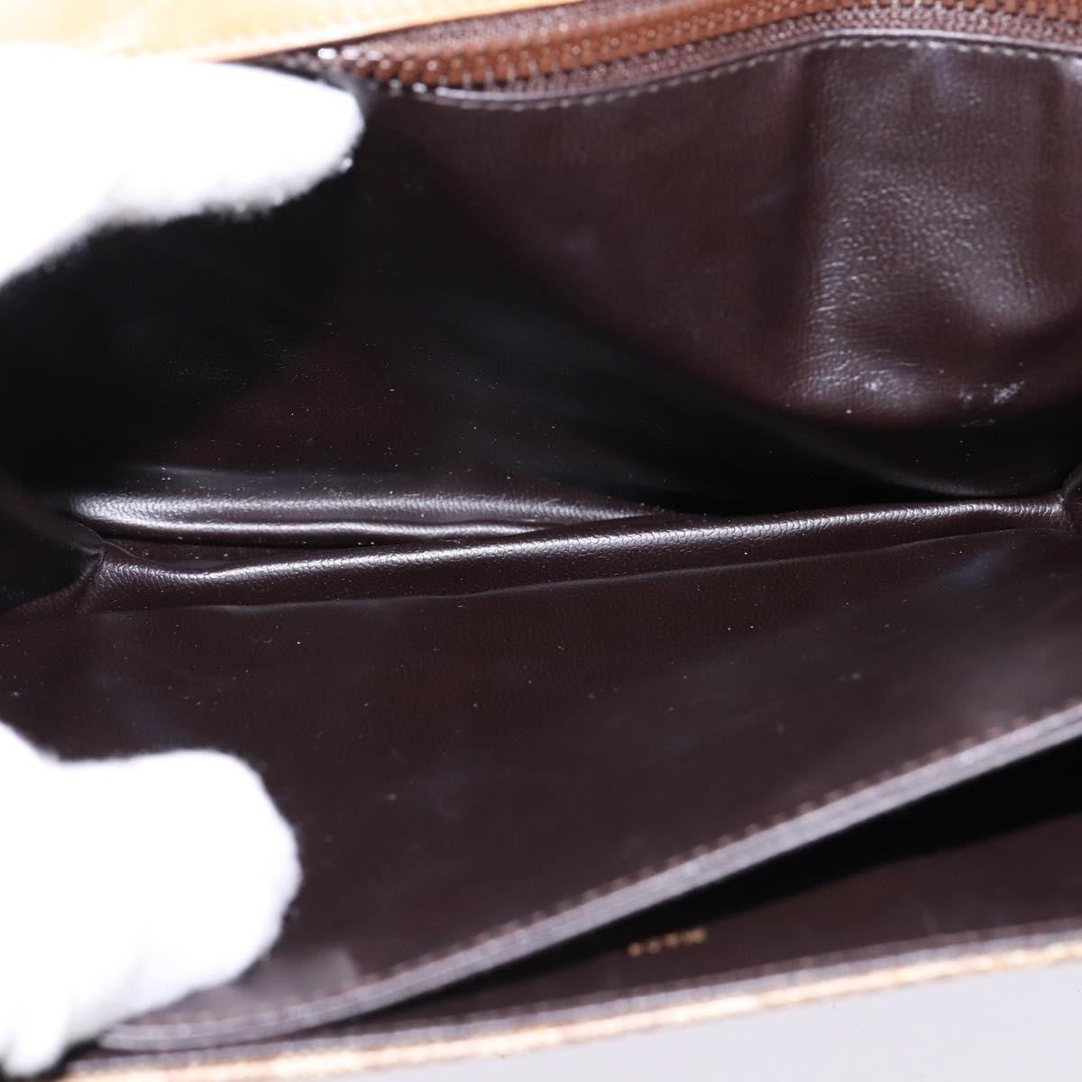 Celine Vintage Macadam Shoulder Bag Canvas and Leather, BEIGE, CANVAS, Shoulder bag