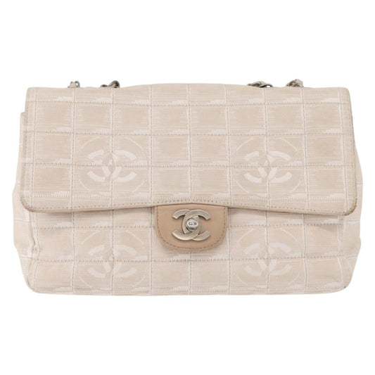 Chanel Travel Line Flap Bag Canvas, BEIGE, CANVAS, Shoulder bag