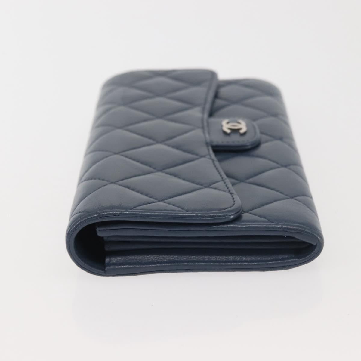 Chanel CC Gusset Classic Flap Wallet Quilted Lambskin, NAVY, LEATHER, Wallets