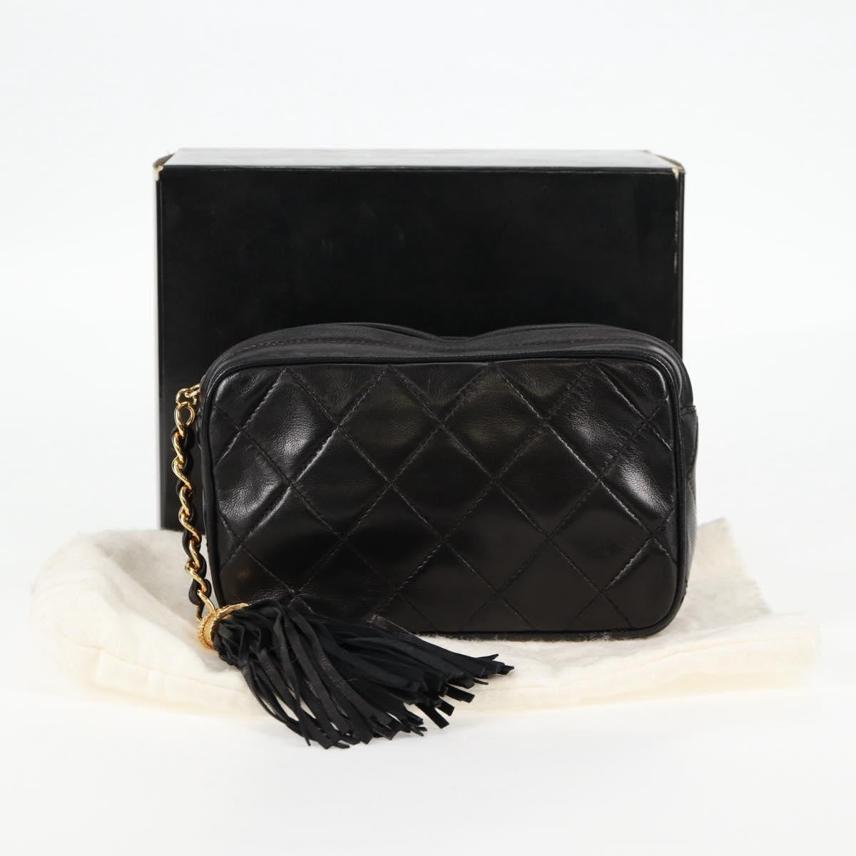 Chanel Camera CC Tassel Bag Leather, BLACK, LEATHER, Clutche & pouche