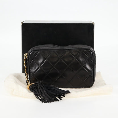 Chanel Camera CC Tassel Bag Leather, BLACK, LEATHER, Clutche & pouche