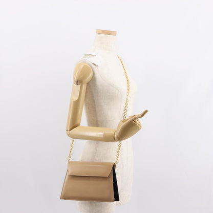 Salvatore Ferragamo Chain Flap Shoulder Bag Leather, BEIGE, LEATHER, Shoulder bag