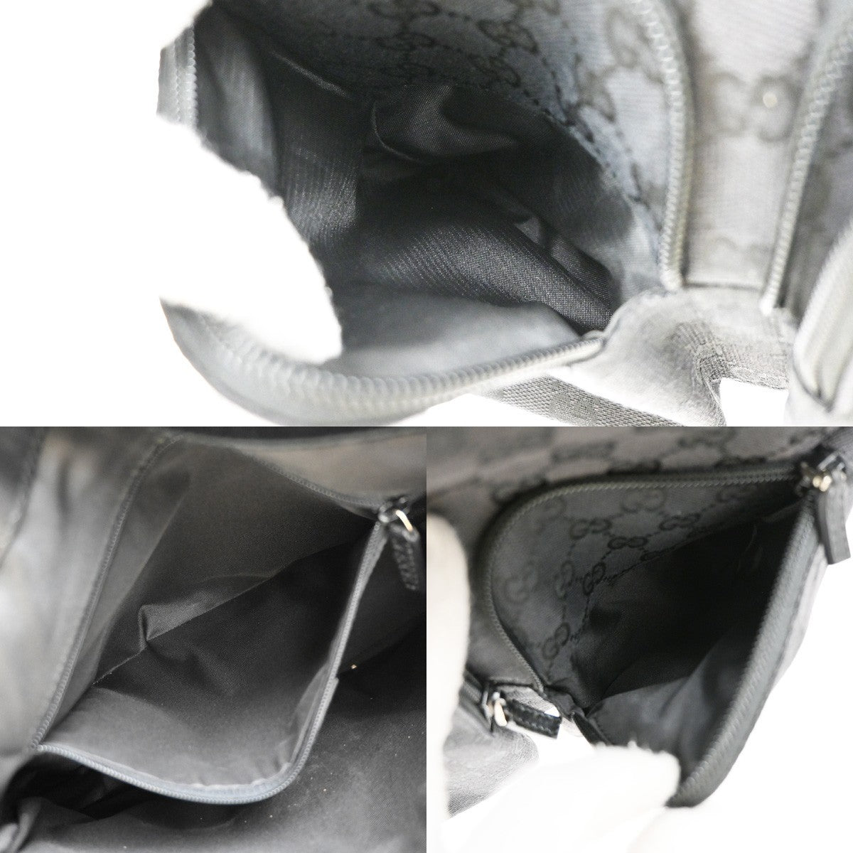 Gucci Double Pocket Tote GG Canvas, BLACK, CANVAS, Tote bag