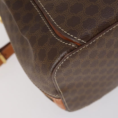 Celine Vintage Macadam Backpack Canvas and Leather, BROWN, CANVAS, Backpack