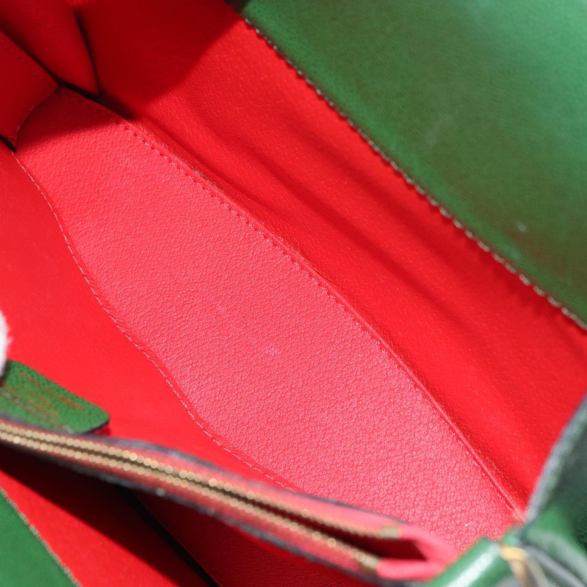 Celine Vintage Shoulder Bag Leather, GREEN, LEATHER, Shoulder bag