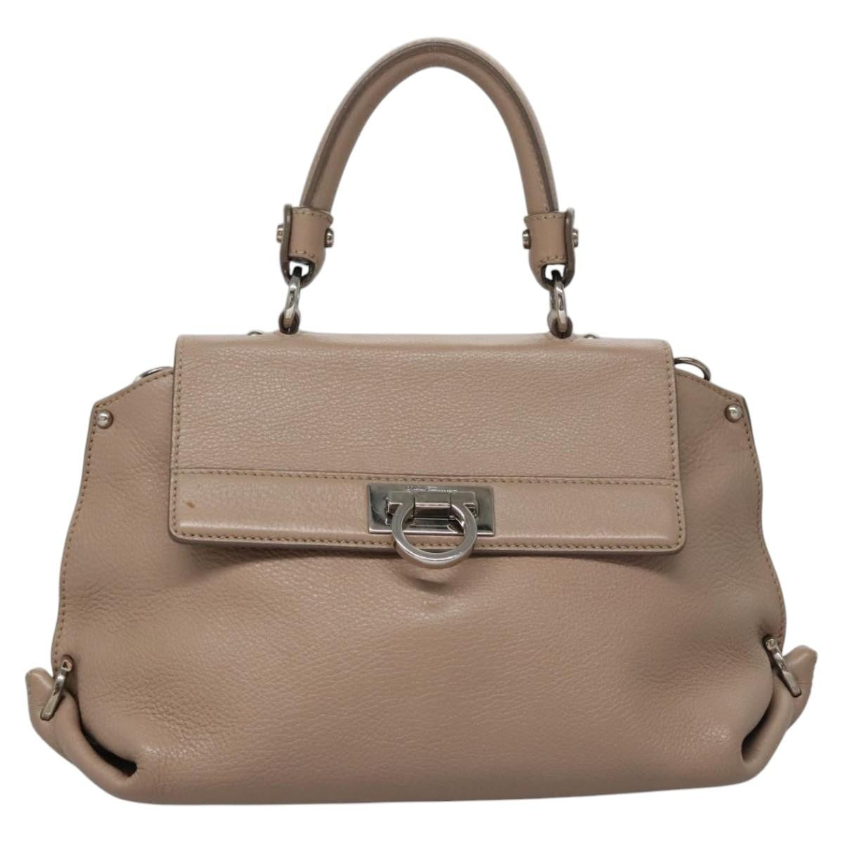 Salvatore Ferragamo Sofia Satchel Leather, BEIGE, LEATHER, Handbag