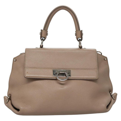 Salvatore Ferragamo Sofia Satchel Leather, BEIGE, LEATHER, Handbag