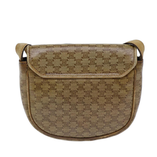 Celine Macadam Shoulder Bag Leather, BEIGE, CANVAS, Shoulder bag