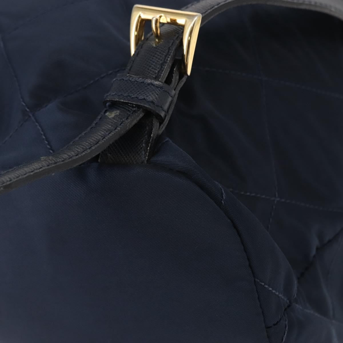 Prada Buckle Backpack Quilted Tessuto, NAVY, NYLON, Backpack