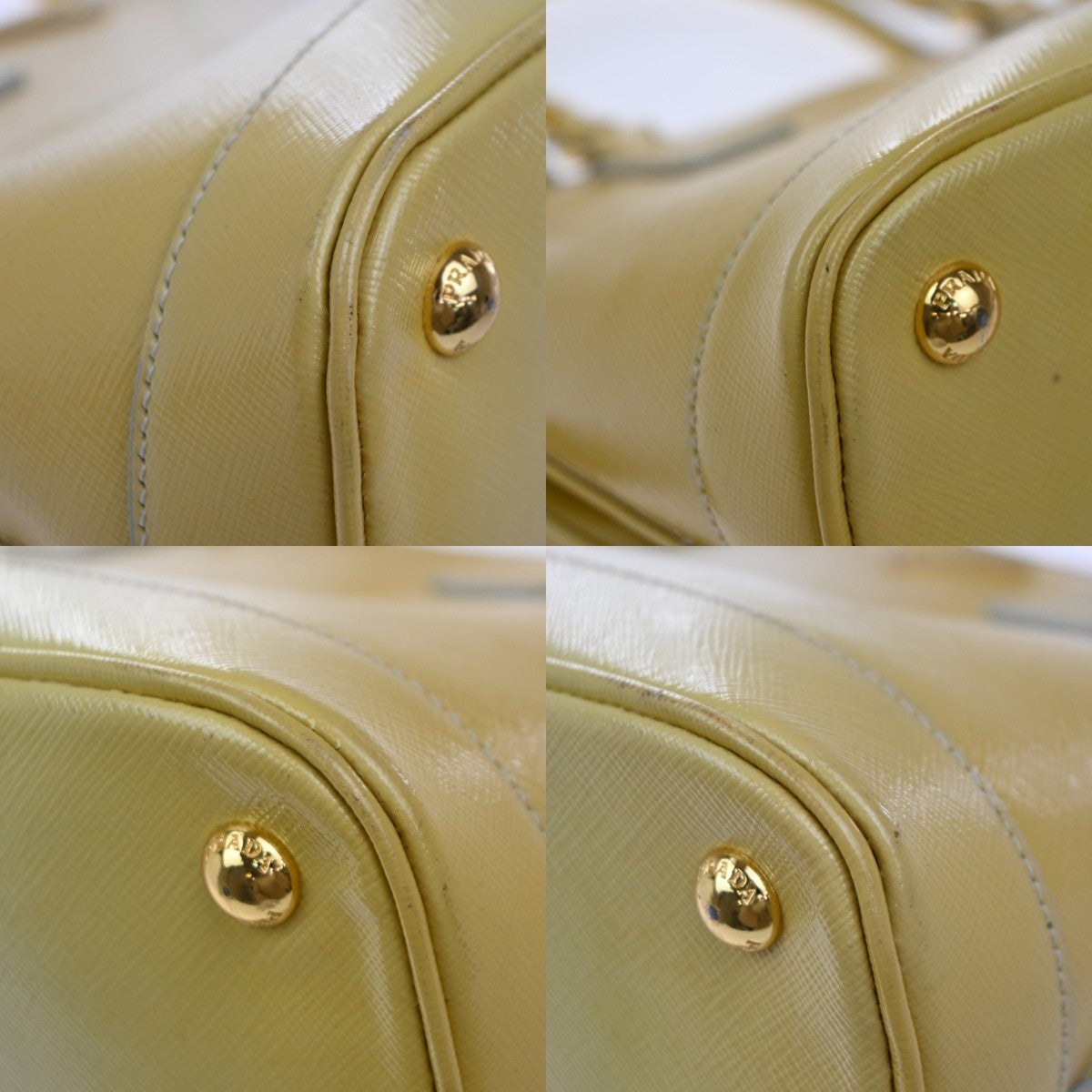 Prada Open Promenade Bag Saffiano Leather, Yellow, Leather, Handbag