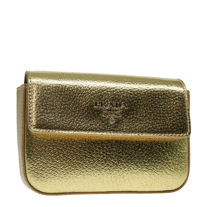 Prada Vintage Pouch Leather, GOLD, LEATHER, Clutche & pouche
