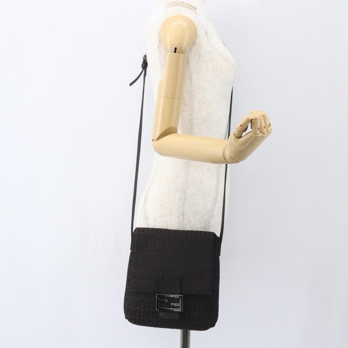 Fendi Vintage Flap Crossbody Bag Zucchino Canvas, BROWN, CANVAS, Shoulder bag