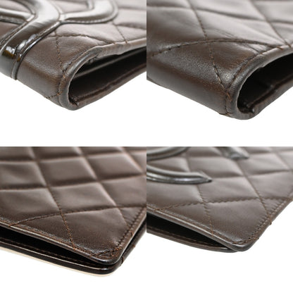 Chanel Cambon Zip Around Wallet Quilted Lambskin, BROWN, PATENT_LEATHER, Wallets