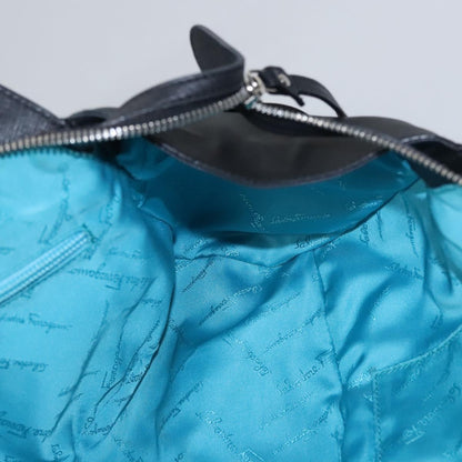 Salvatore Ferragamo Gancini Shoulder Bag Leather, BLACK, LEATHER, Shoulder bag