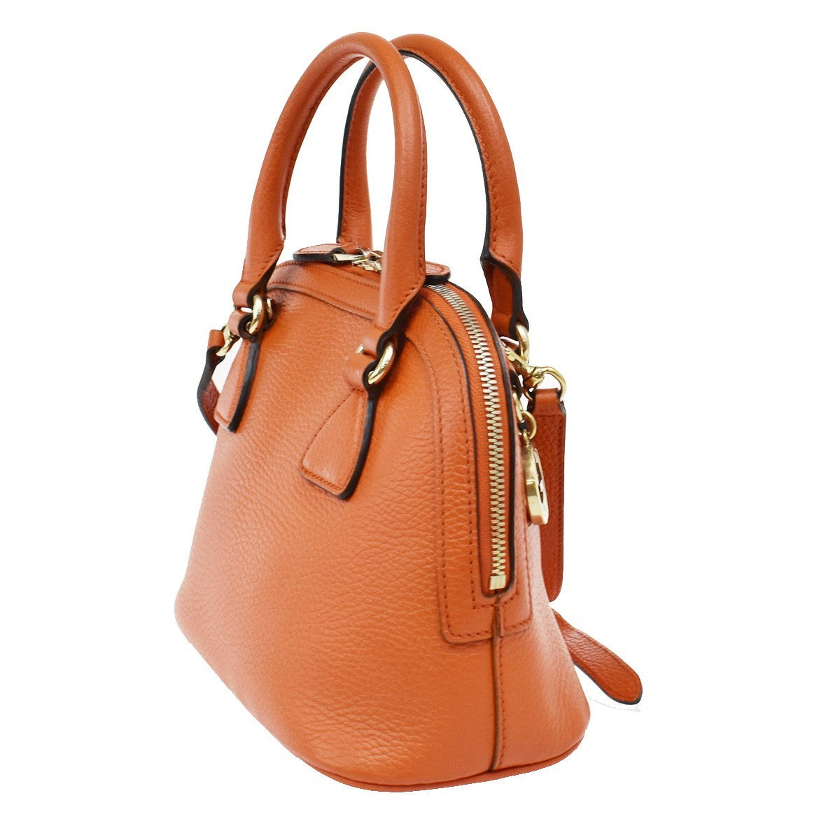 Gucci GG Charm Convertible Dome Satchel Leather, ORANGE, LEATHER, Handbag